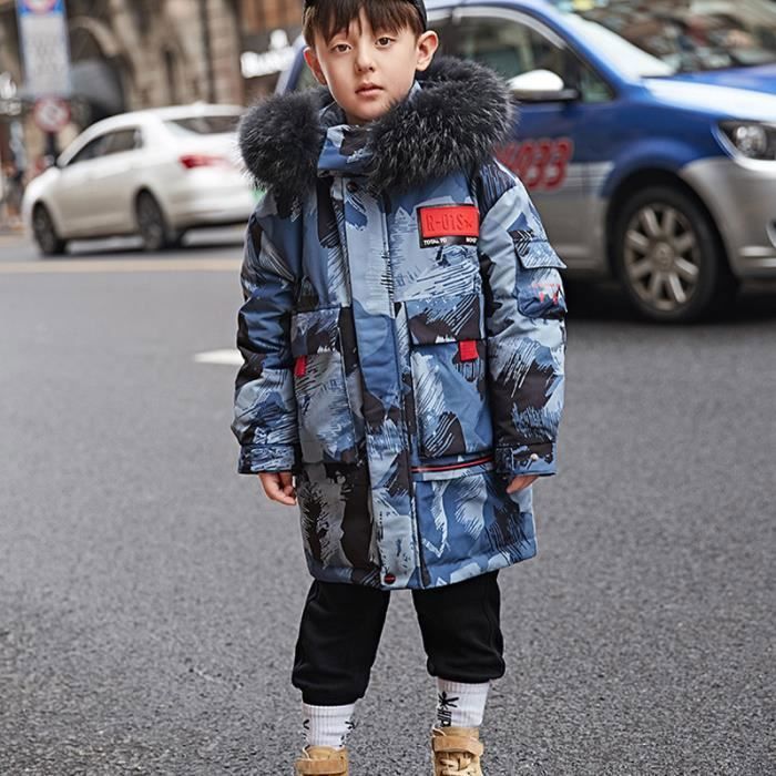 Doudoune Enfant Garçon de Marque Mi-longue épaississant Parka Enfant Garçon  à capuche fourrure synthétique detachable Manteau Garçon -ZS306942