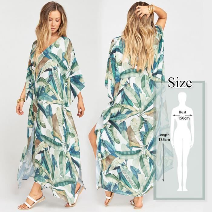 Robe - Type Q930-877 - Grande taille - Caftan de plage - Tunique ample Blanc - Cdiscount Pr??t-?� 
