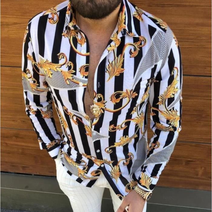 Vetements pour hommes Mode decontractee Chemises imprimees Cardigan a simple boutonnage a manches longues pf0331unw10le Jaune4 Jaune4 Cdiscount Pret a Porter