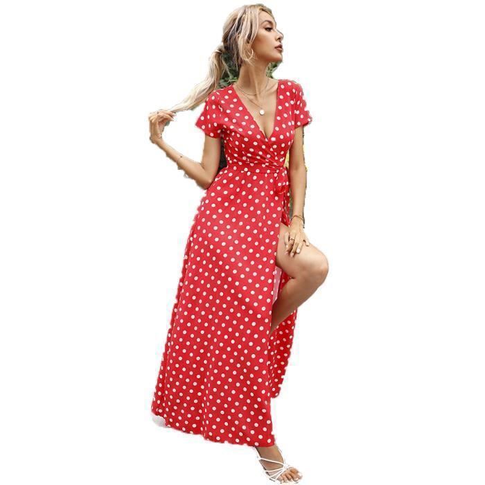Robe rouge pois best sale