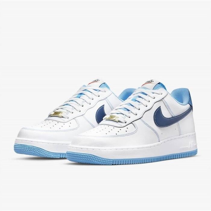 NIKEX Air Forcex 1 07 First Use Blanche et Bleu Low Homme Femme