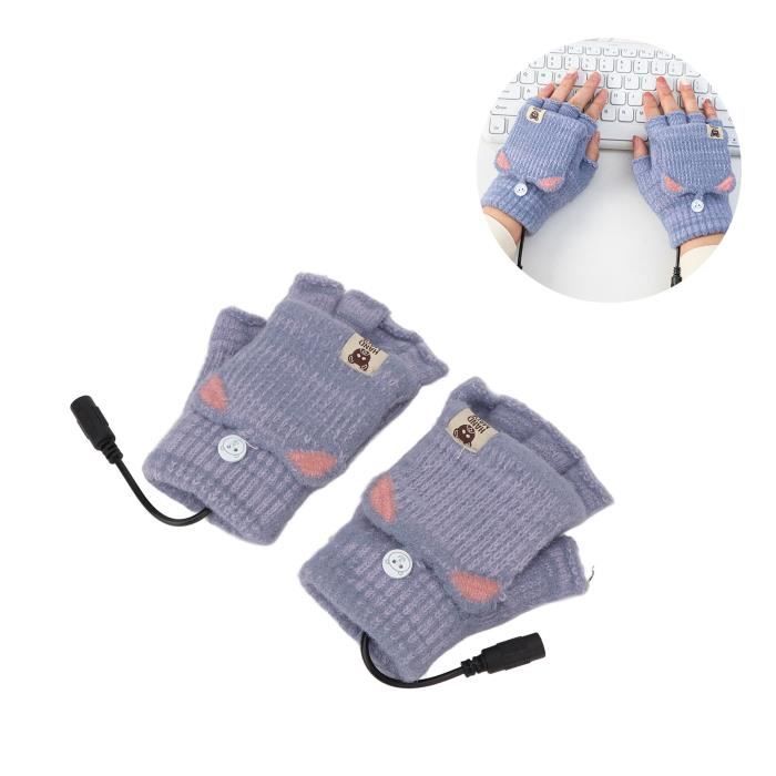 Mitaines Chauffantes USB - Gants Électriques Lavables Homme Femme - Doigts Complets Ou Demi-Doigts - Pour Ordinateur, Extérieur, Randonnée - 2