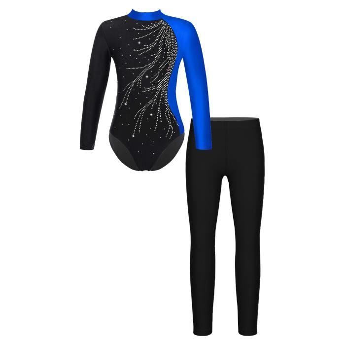 Iixpin Enfant Fille Justaucorps Gymnastique Strass Manche Longue
