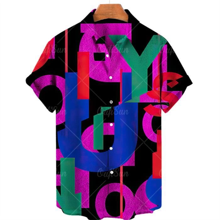 Chemise Homme Manches Courtes Imprimée Hawaïenne - Style Décontracté Été Tropical