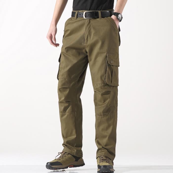Pantalon Chino Homme En Coton Et Chanvre - Taille 33 - Coupe Droit Décontracté - Bleu