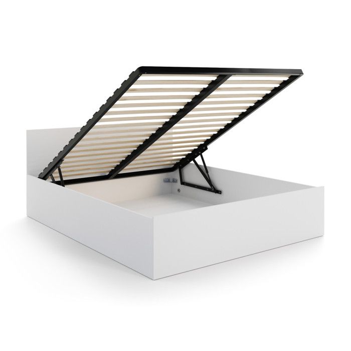 Lit coffre 140 x 190 cm Panama - Coffre de 740 L - Sommier inclus - Blanc Lit coffre 140 x 190 cm Panama - Coffre de 740 L - Sommier inclus - Blanc
