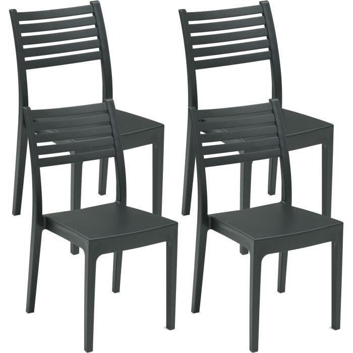 lot de 4 chaises de jardin en résine olimpia areta - design - anthracite - 52 x 46 x h 86 cm