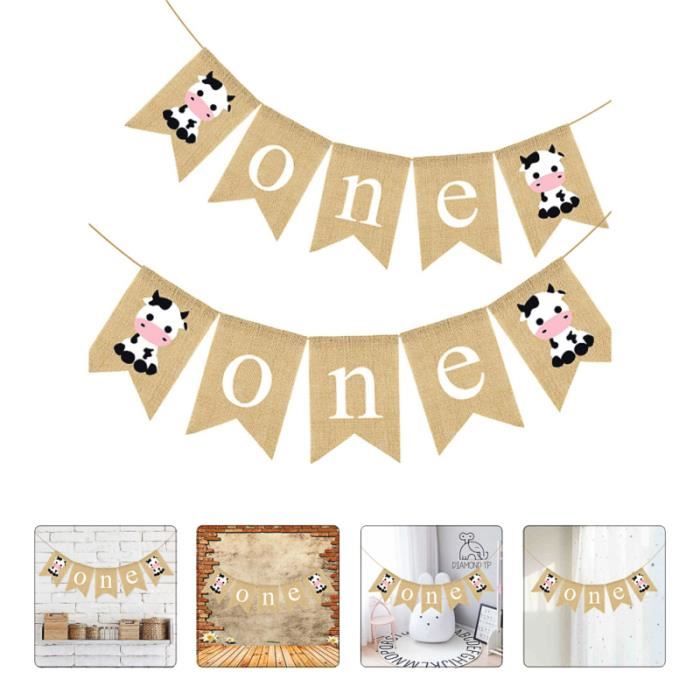 1 Pc Fete D Anniversaire Dessin Anime Vache Banderole Banniere Guirlande Hors Noel Articles Decoration De Fete Cdiscount Maison