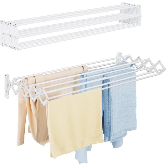 Séchoir à Linge Mural Extensible NiuLifeya - 7 Barres, Pliable, Caché, Capacité 2 Kg, Pour Buanderie Ou Salle De Bain - 2