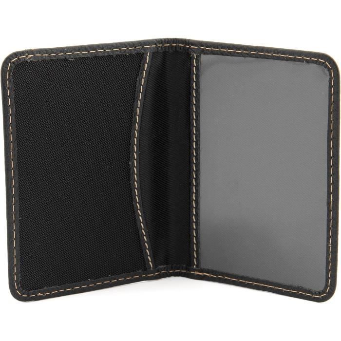 Porte-cartes Minimaliste En Cuir Véritable Noir – Portefeuille Fin Avec Poche à Billets, Style Pliable