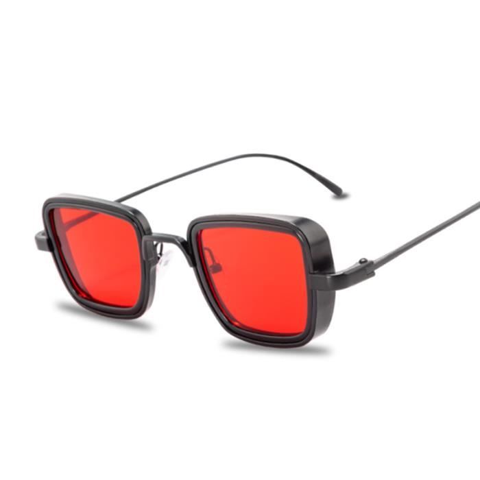 RUNHUIS Lunettes De Soleil Rectangulaires Rétro Classiques Homme Et Femme - Vintage Minces Cadre Métal - Protection UV Mode