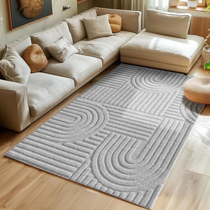 Tapis Moderne 3D Tissé 160x230 Cm – Beige – Grande Qualité