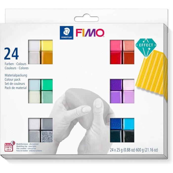 STAEDTLER - Fimo effect - Set 24 pains pâte à modeler - 25 Grammes ...