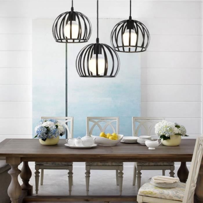 Stoex Lot De 3 Lustre Suspension Vintage Cage Ajustable Luminaire Chambre Salle A Manger Bar Cdiscount Maison