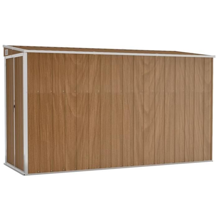Abri de jardin mural - SURENHAP - J01215 - Acier galvanisé - Marron - 118x288x178 cm