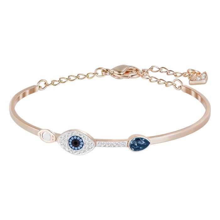 Swarovski Bracelet-jonc Duo Evil Eye, bleu, combinaison de métaux plaqués
