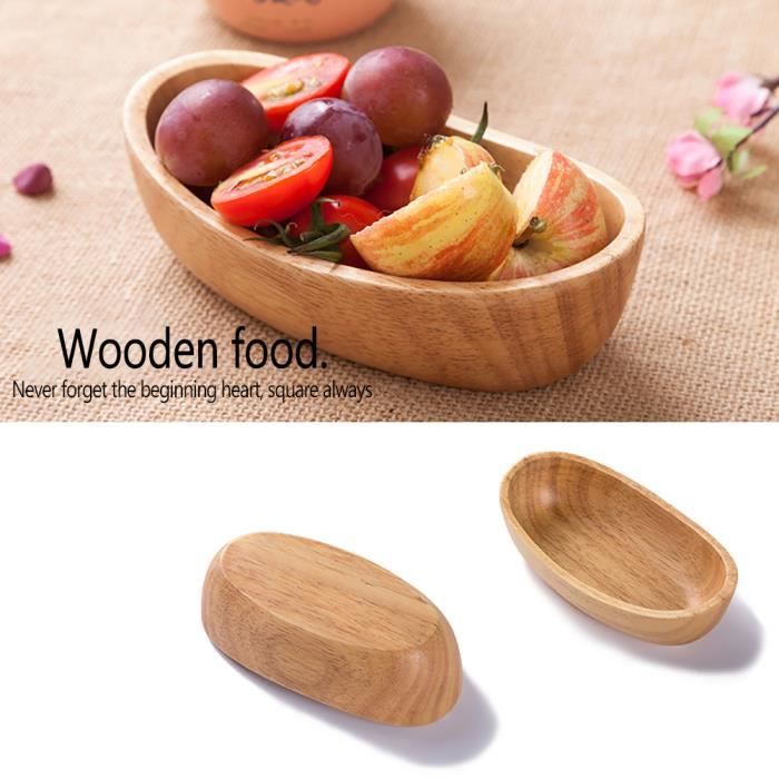 Bol En Bois En Forme De Barque - Saladier Ou Assiette De Service, 3 Tailles (15, 17, 20 Cm)