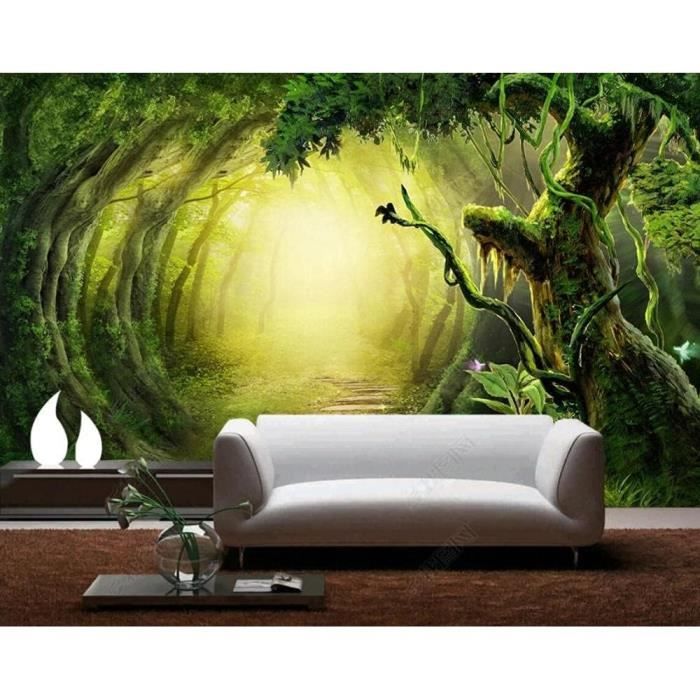 Papier Peint Cascade 3D Paysage Nature Forêt Panoramique