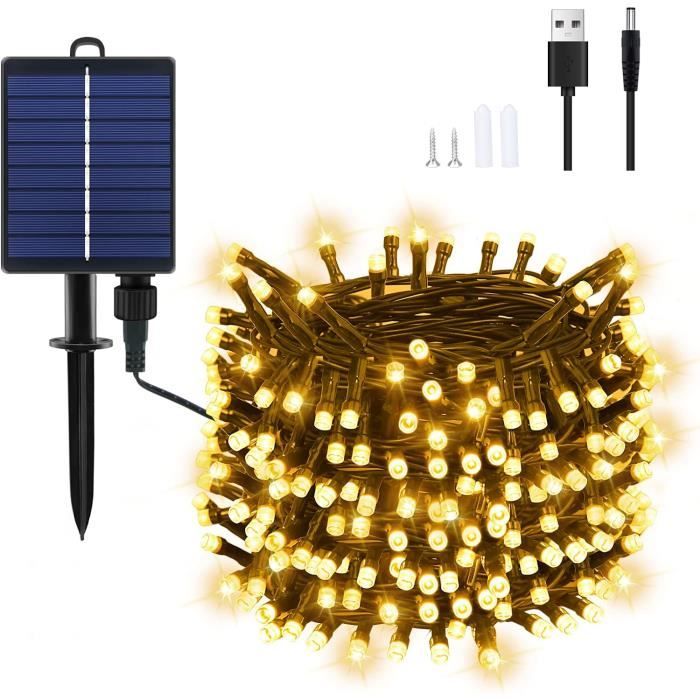 Guirlande lumineuse solaire 22m Rophie - 200 LED Fil de Cuivre Étanche Guirlande lumineuse solaire 22m Rophie - 200 LED Fil de Cuivre Étanche