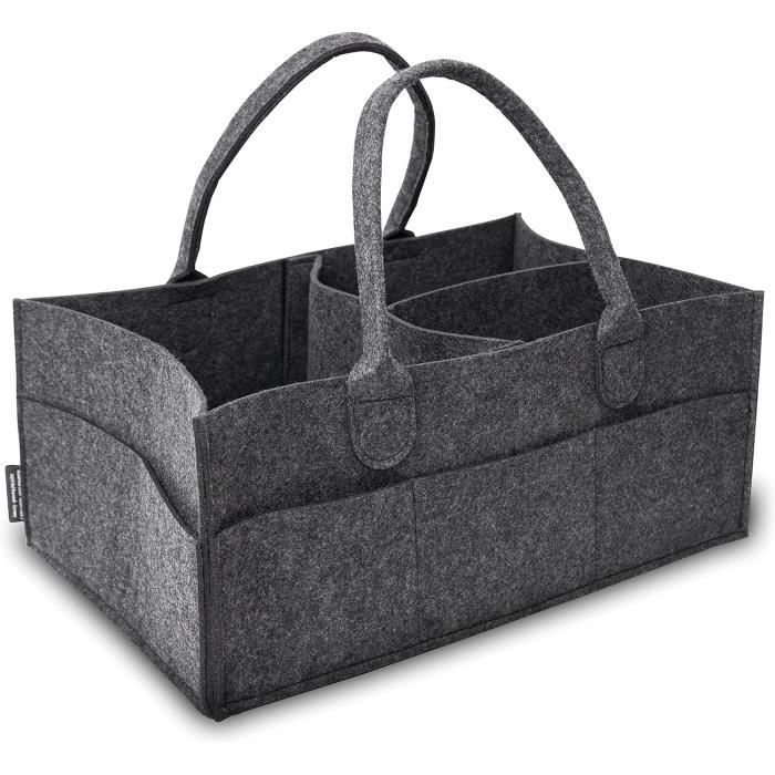 Sac à Bouteilles En Feutre 6 Places - Gris Foncé, Dimensions 23x18x27 Cm, Séparateurs Amovibles, Pour Pique-nique, Fête