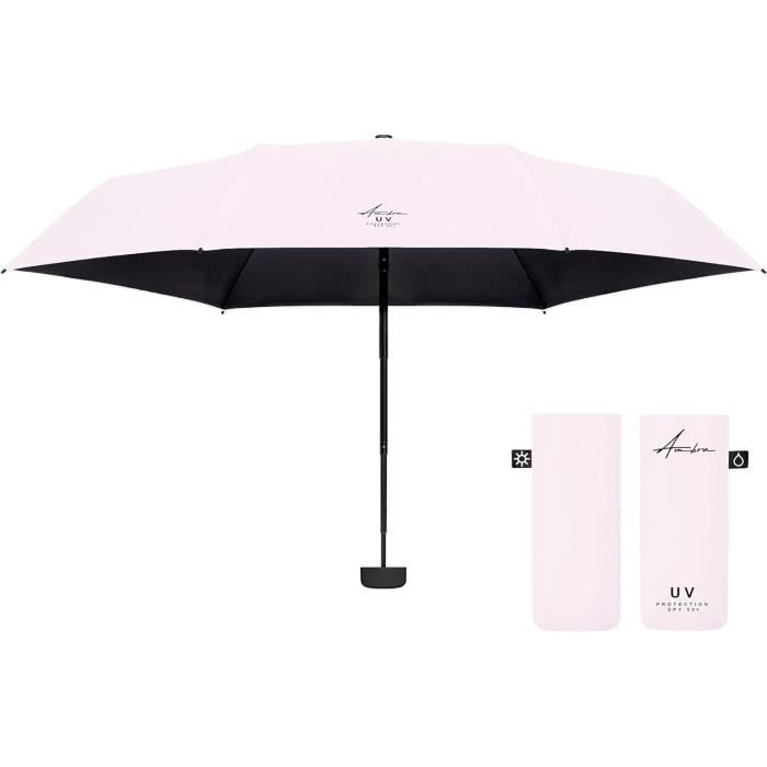 Parapluie De Poche Ambra Ultra Léger - Protection UV Et Pluie, 215g, Gris Clair
