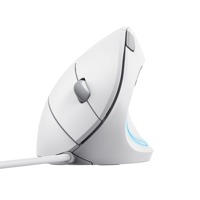 Souris Verticale Ergonomique – Trust – Verto – Filaire – 1000/1600 DPI – Câble USB 15 m – Blanc