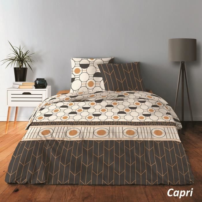 Parure de Drap - Capri - 2 places - 100% Coton - Drap Plat 240x300 cm - Drap Housse 160x200 cm