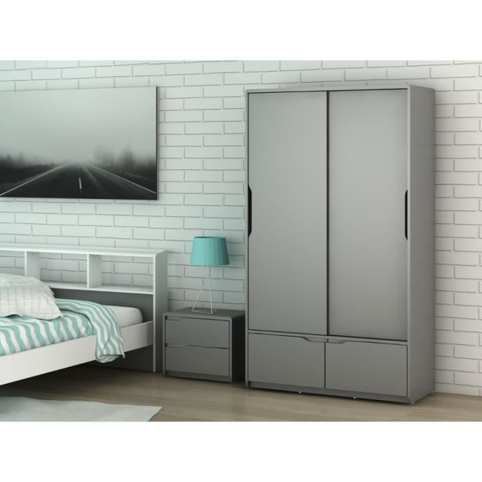 Armoire Lucile L 98 Cm 2 Portes 2 Tiroirs Mdf Gris Achat