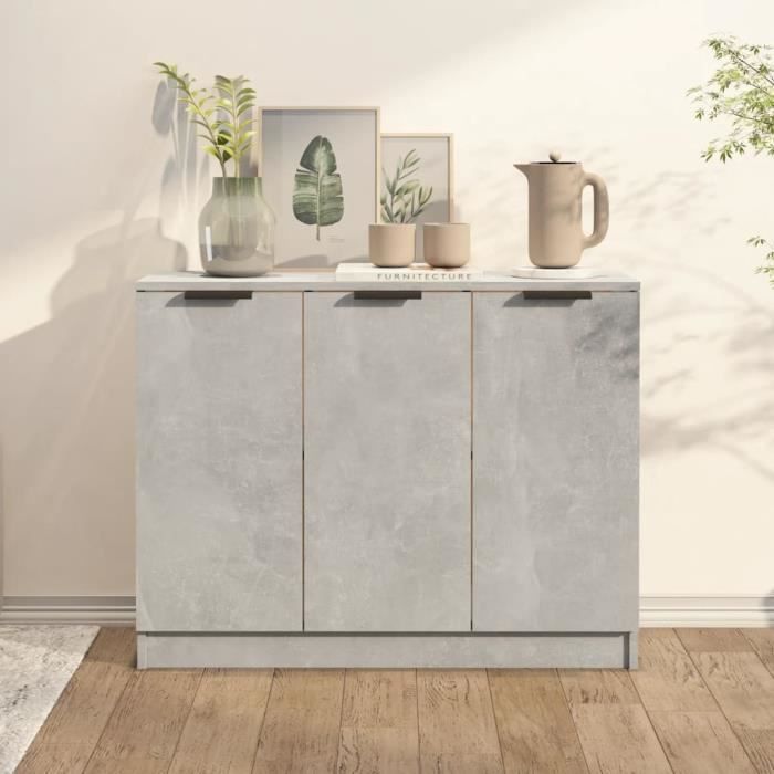 811191 vidaXL Buffet Gris béton 905x30x70 cm Bois dingénierie