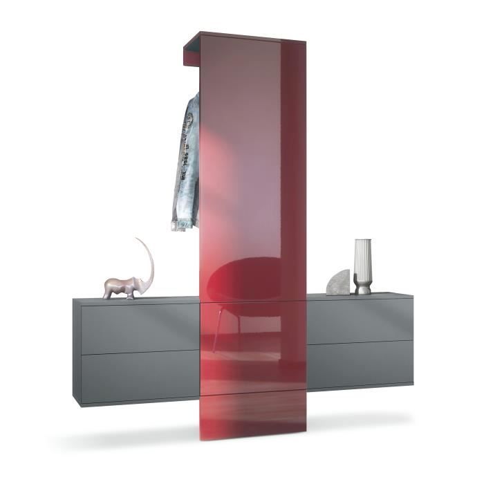 Vestiaire Garderobe Carlton Set 3 - VLADON - anthracite mat - bordeaux haute brillance - 157 x 193 x 35 cm Vestiaire Garderobe Carlton Set 3 - VLADON - anthracite mat - bordeaux haute brillance - 157 x 193 x 35 cm