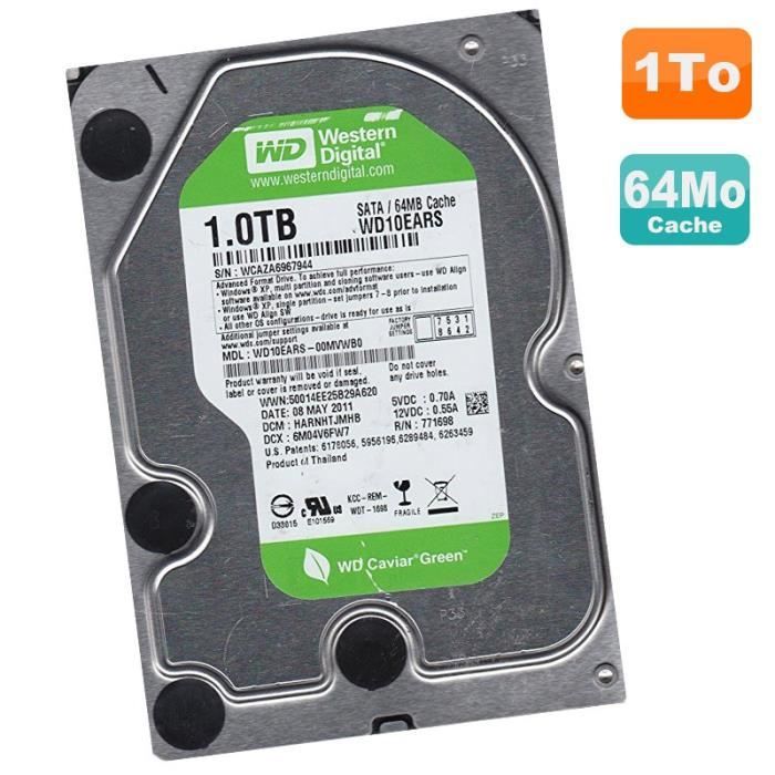 Disque Dur 1To Western Digital WD10EARS-00MVWB0 3.5" SATA Caviar Green ...