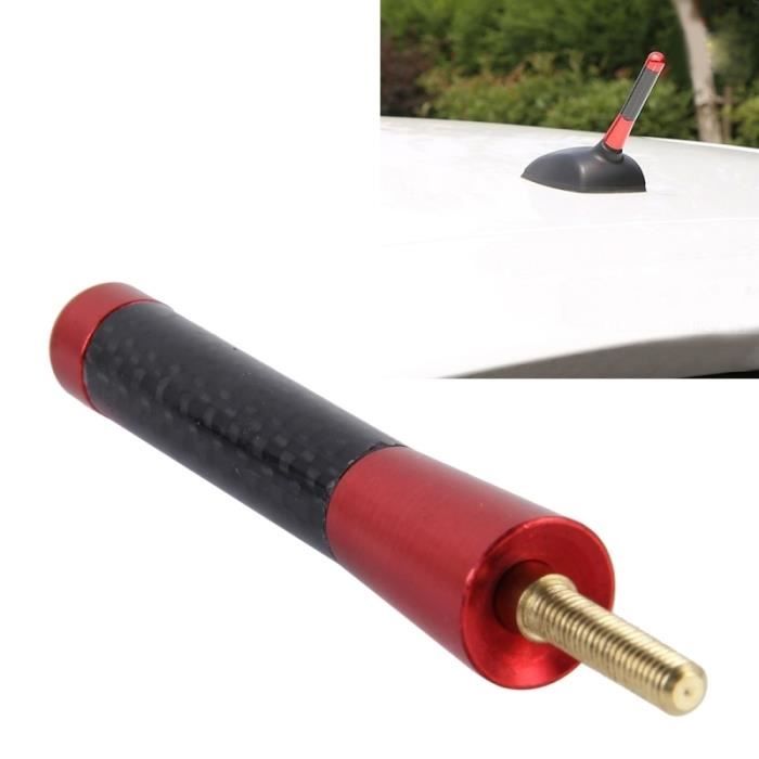 Antenne Voiture Courte En Fibre De Carbone - 3" - Universelle Vis à Visser - Argent