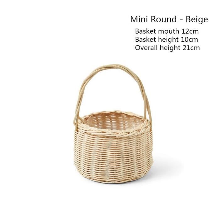 Mini Berceau En Osier Tressé Main – Poussette Décorative Pour Poupée – Panier Bohème Pour Baby Shower – 35 Cm – Marron Clair