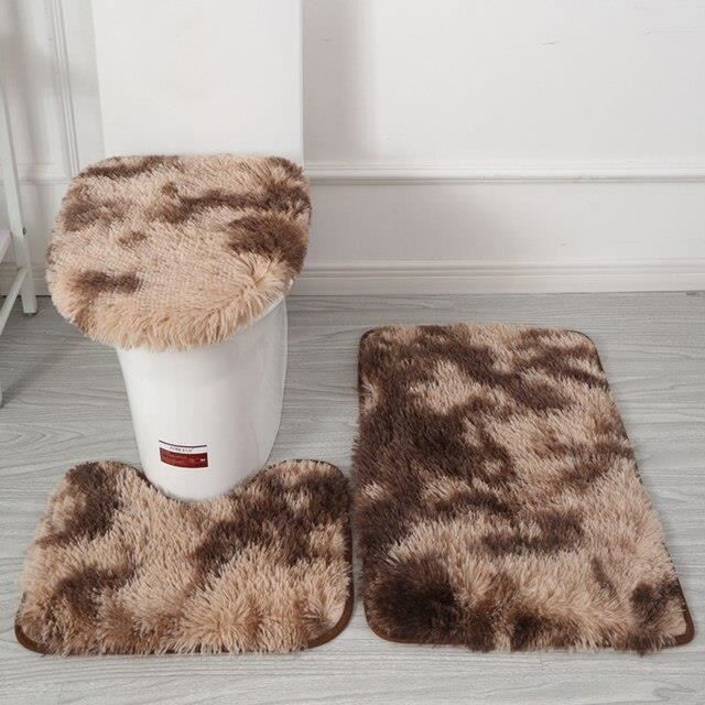Lot De 3 Tapis De Salle De Bain En Peluche Antidérapants - 40x60 Cm, Forme U Pour Toilettes, Couvercle O, Absorbant