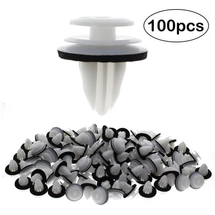 Rivet Pousser Blanc 50 Rivets Plastique Blancs 7mm - Agrafes Aile Pour Auto - Sourcing Map - Fixation Pare-chocs, Portière Rivet Clips Plastique