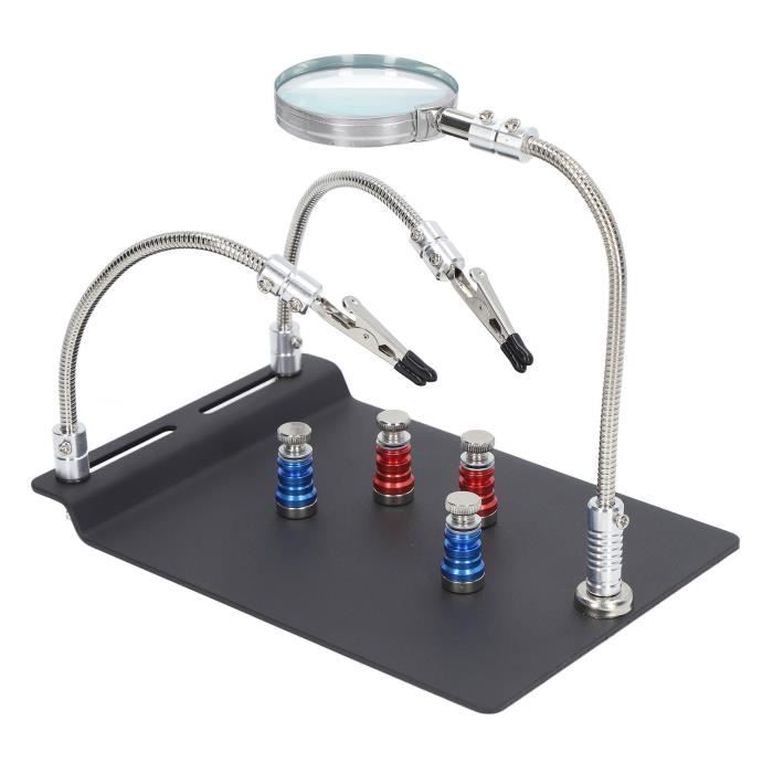 Support Main D'Aide à Souder 6 Bras Flexibles - Troisième Main Avec Pinces Crocodile, Base Stable En Aluminium