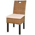 FNCM® Chaise de Salon Scandinave - Lot de 6 Chaises de salle à manger - Chaise à dîner Rotin Kubu Bois de manguier ❤3861-1