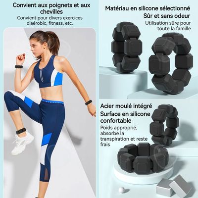 Bracelets lestés - 2 x 1.5 kgs - Poids lestés pour poignets et chevilles