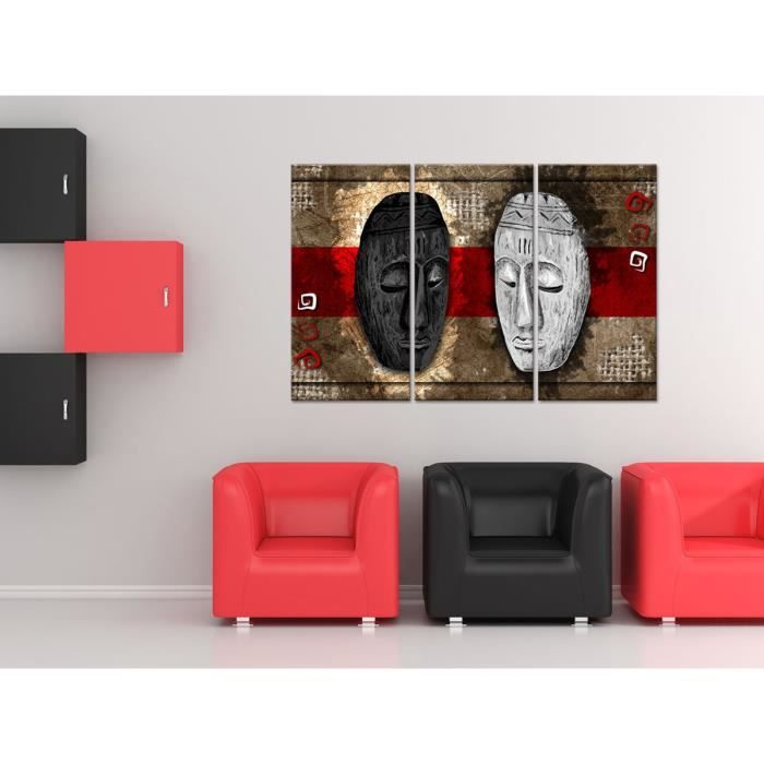 Tableau Déco Triptyque Duo Masques Afrique - 120x80 cm - Cdiscount Maison