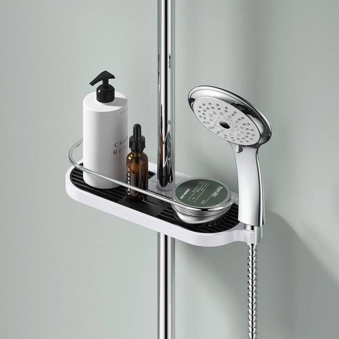 Porte-Savon Douche Coulissant Sans Perçage - Barre Savon Réglable ABS Argenté, 2 Pièces Pour Douche/Baignoire