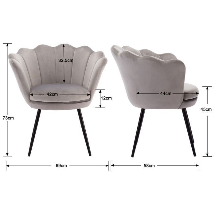 Chaise Velours HULALA HOME - Pieds Dorés 74cm - Salle à Manger/Coiffeuse