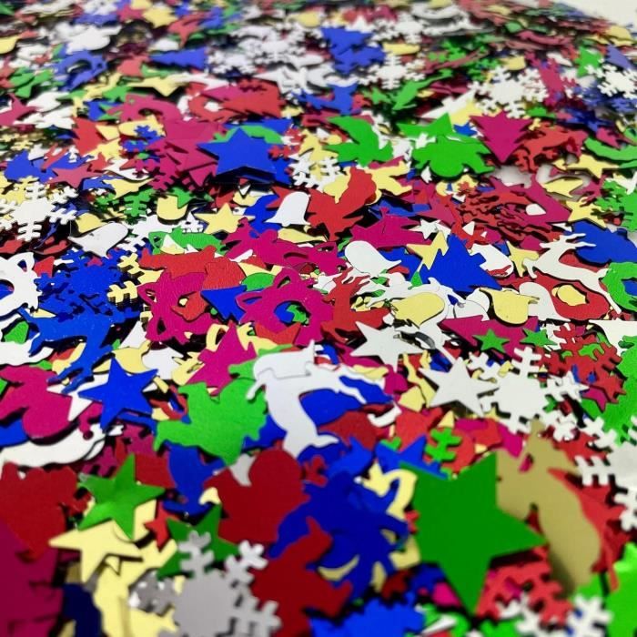 500 Confettis De Noël – Flocons, Père Noël, Rennes – Déco De Table Et Fête – Multicolores Et Brillants