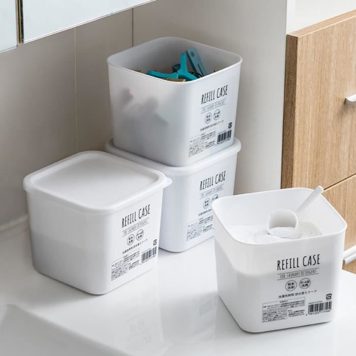 Boîtes De Rangement Lessive - Lot De 3 - Empilables - Avec Couvercle - Pour Capsules Ou Perles - Couleur Blanc, Rose, Bleu
