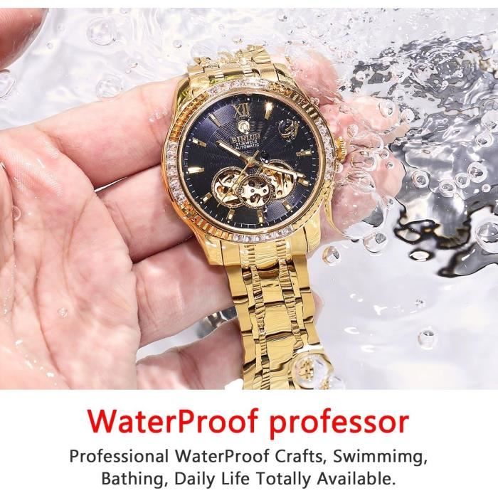 Montre Homme 18K Plaqu Or M canique Automatique tanche Montres