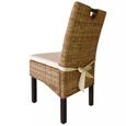 FNCM® Chaise de Salon Scandinave - Lot de 6 Chaises de salle à manger - Chaise à dîner Rotin Kubu Bois de manguier ❤3861-2