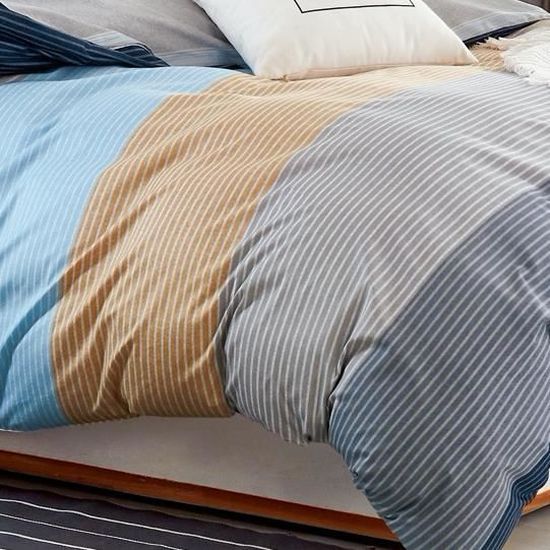 Percale 100% Coton 80 Fils Ensemble Parure de draps 4 Pièces_MF-50 Beige 