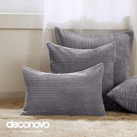 Housses De Coussin Chenille - Lot De 2 - 45x45 Cm - Très Doux, Fermeture éclair Cachée En Forme De Cœur - Gris - 7