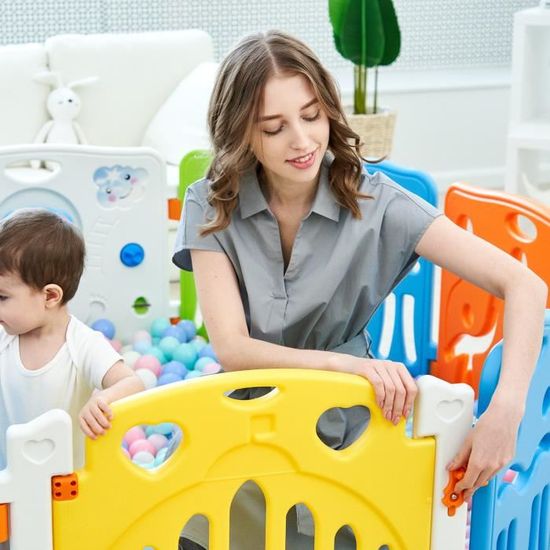 Baby Vivo Parc Bébé Barrière Securitè avec Porte Extensible - COLORS XL, MA Trading