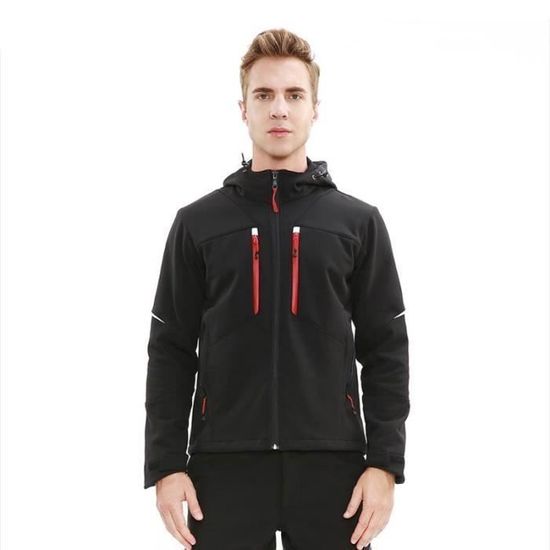 Veste Softshell Homme - Coupe-vent, Imperméable, Capuche Amovible - Pour Randonnée, Extérieur, Quotidien - Matériau Doux Et Respirant
