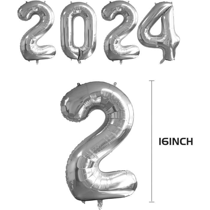Décoration Du Nouvel An 2024 - Ballons Argentés - Décoration 2024 - Fête Du  Nouvel An 2024 - Ballon De Fin D'Année 2024 - Ba[J8787]